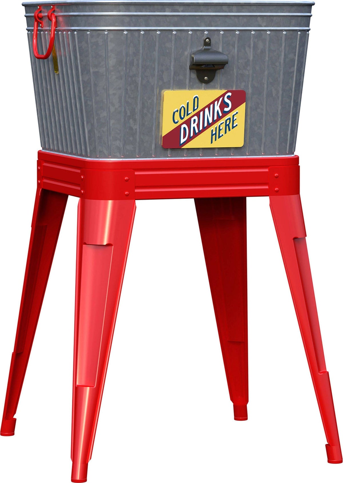 Rustic Washtub Beverage Stand with Bottle Opener B4698