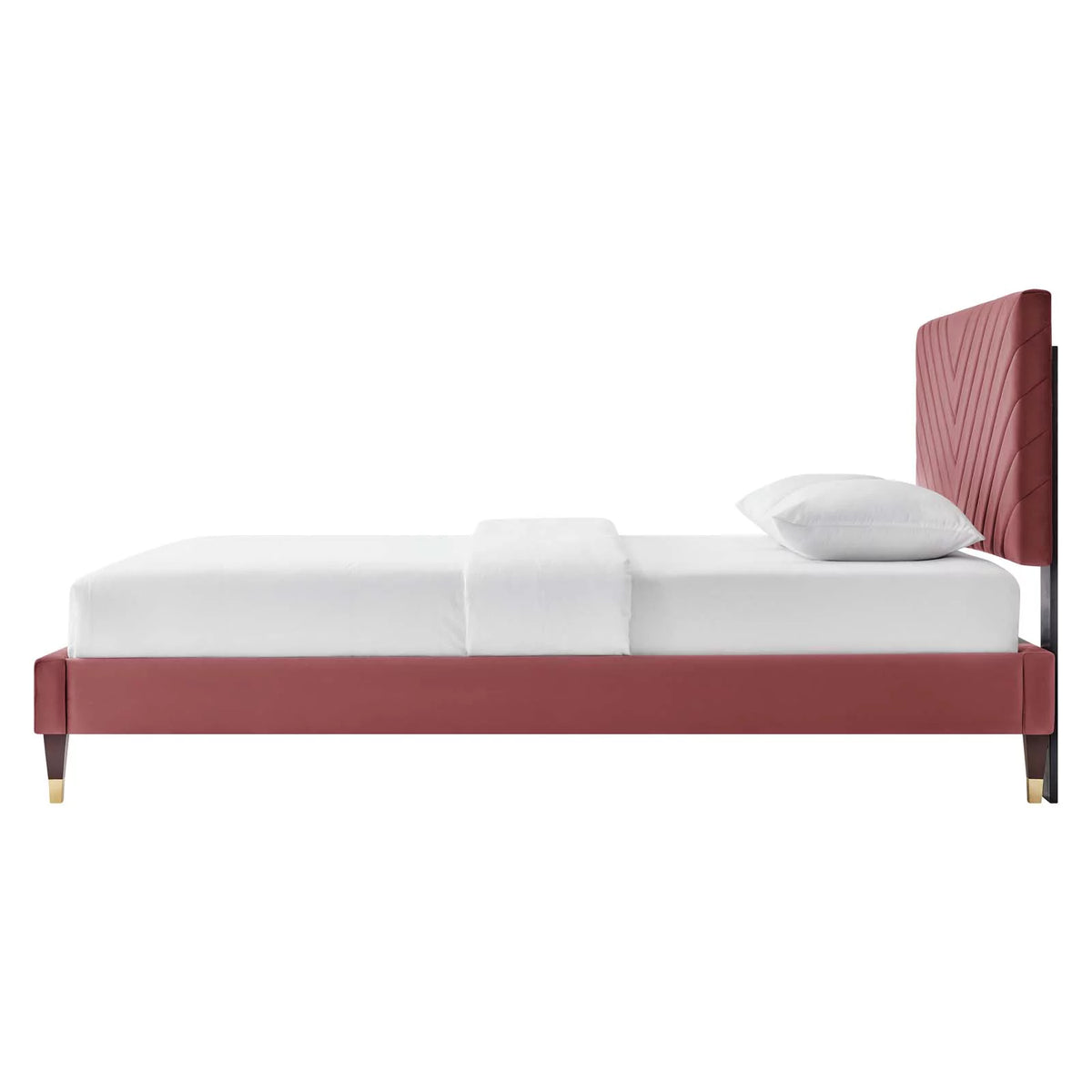 Queen Size Pink Velvet Platform Bed Frame T891822