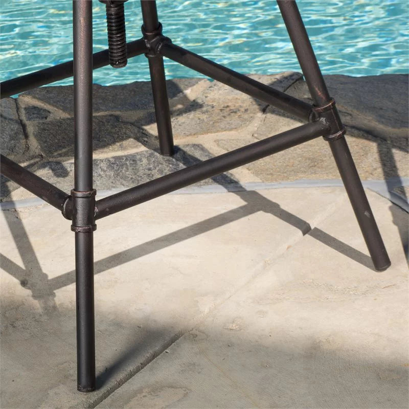 Adjustable Barstool Set of 2 Black Copper Beige C53083