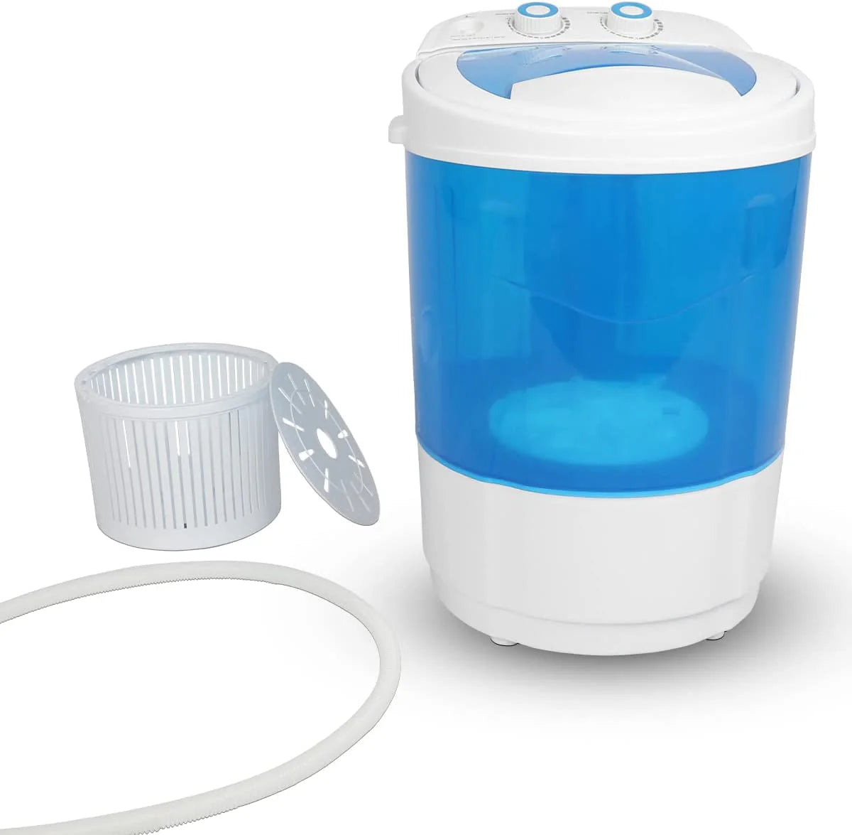 7.7lbs Mini Portable Washing Machine with Spiner Basket, Timer Control and Drain Hose, White E574