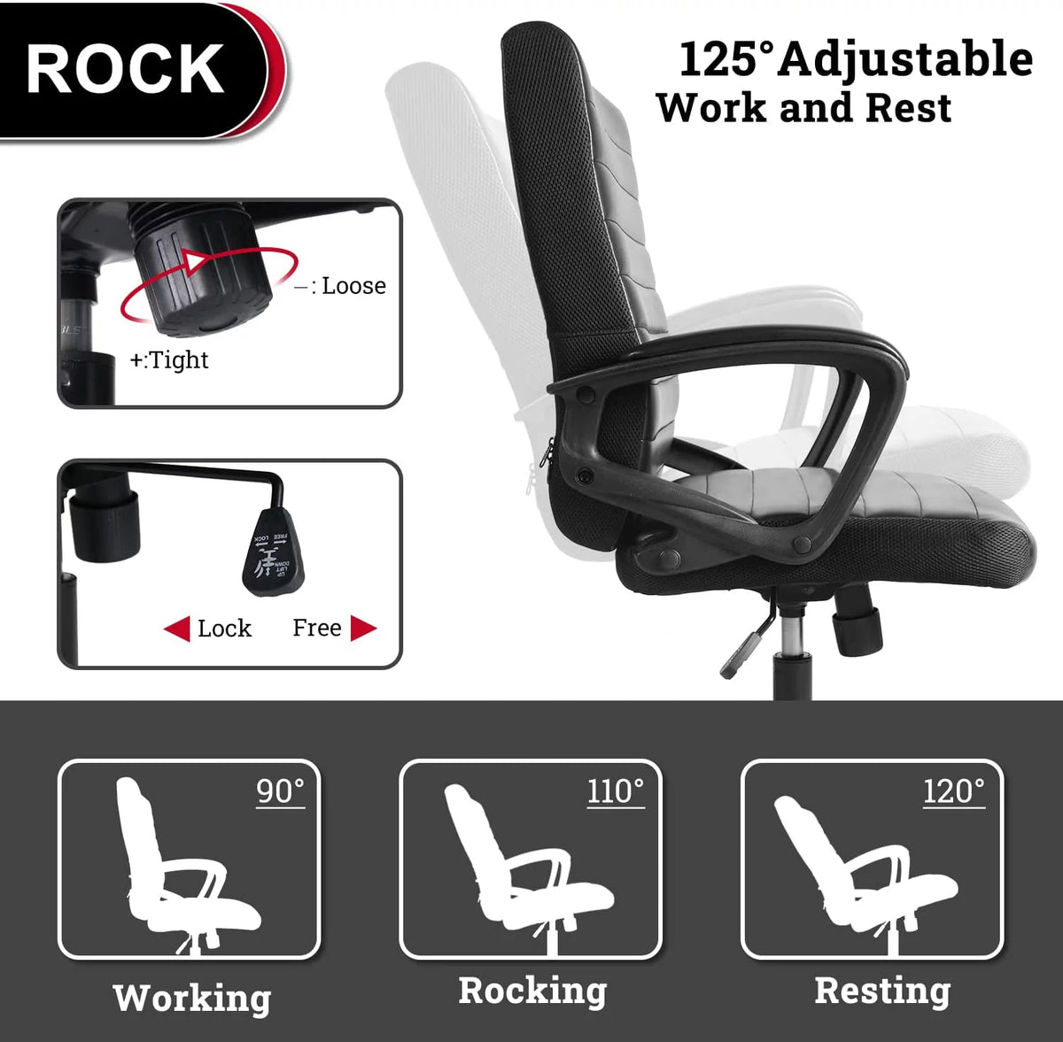 Ergonomic Bonded Leather Swivel Office Chair with Armrests X23633