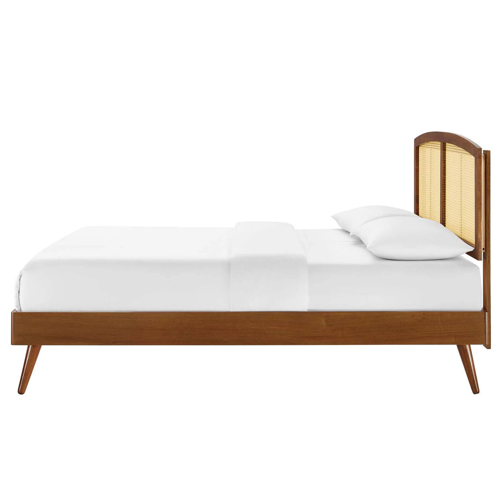 Full Size Brown Walnut Wood Platform Bed Frame J51262