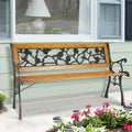 50" Wood Garden Bench with Flower Pattern Backrest K9752