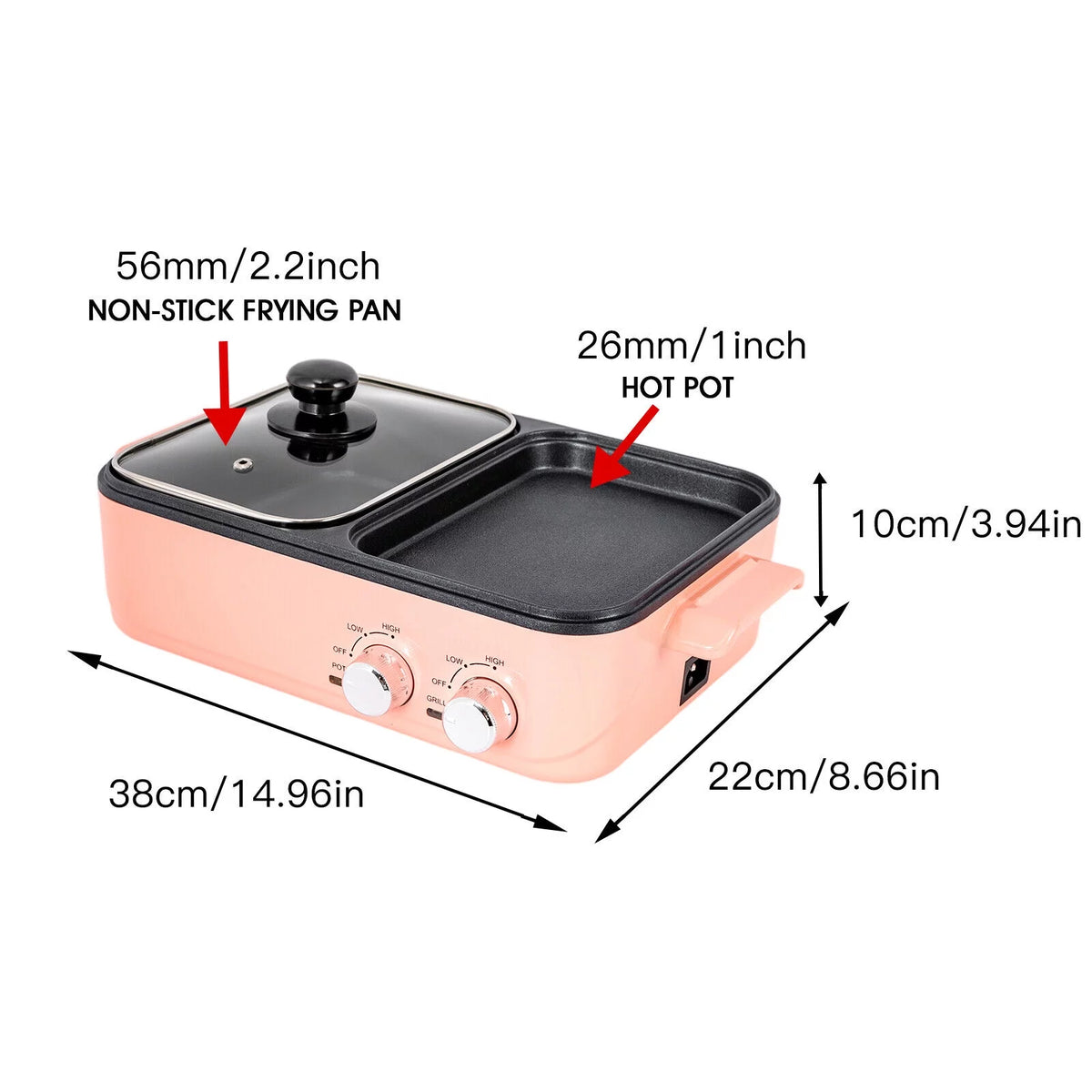 2 in 1 Electric Hot Pot 1500W Non-Stick Korean BBQ Grill L899