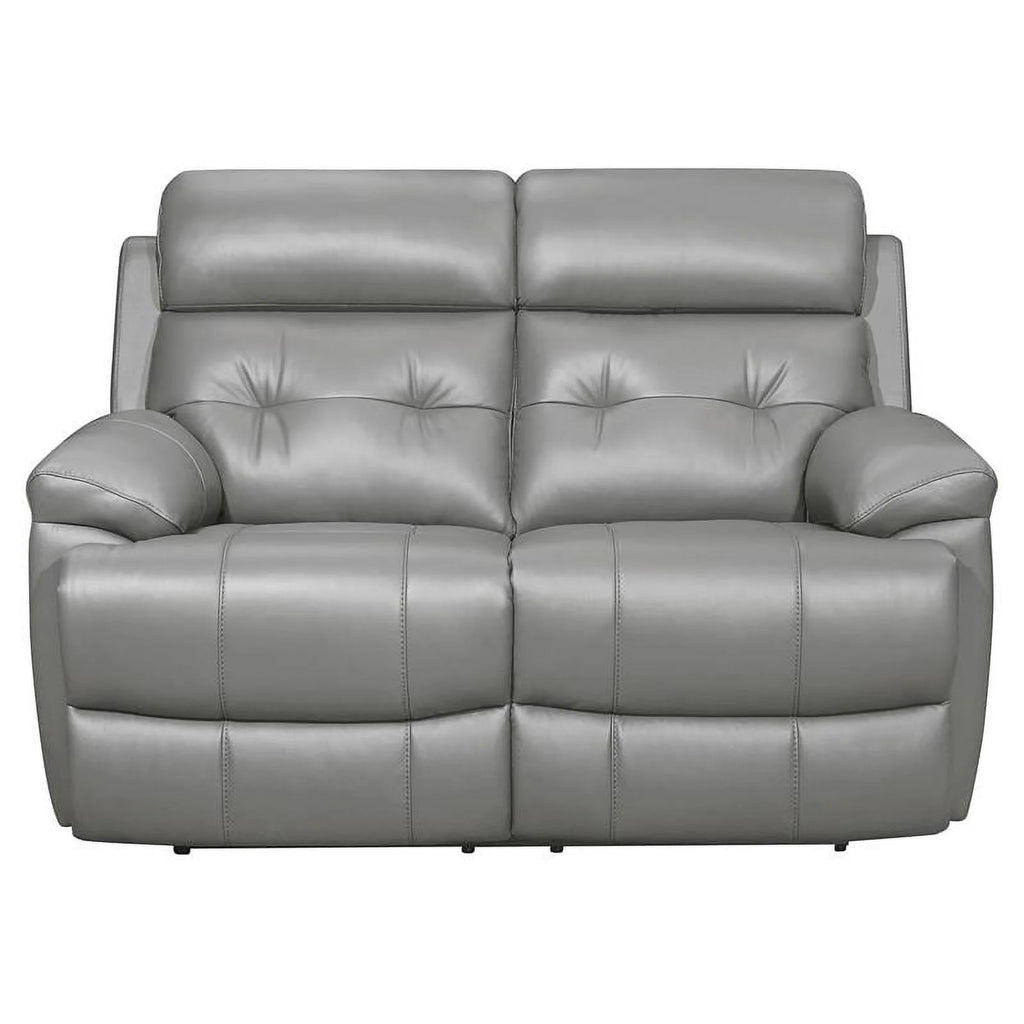 Gray Leather Double Reclining Love Seat O104