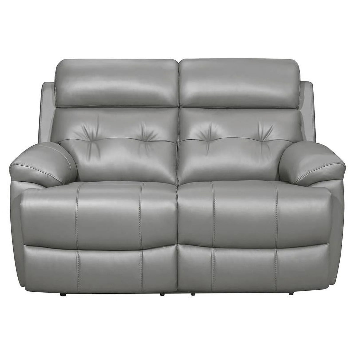 Gray Leather Double Reclining Love Seat O104