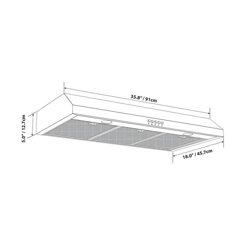 36 in. 320 CFM Convertible Under Cabinet Range Hood in Stainless Steel N565596