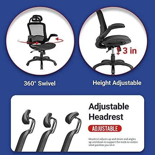 Grey Ergonomic Mesh Office Chair with Lumbar Support K7864