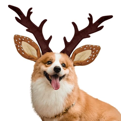 Dog Cat Christmas Reindeer Antlers Headband Adjustable Pet Costume U1085