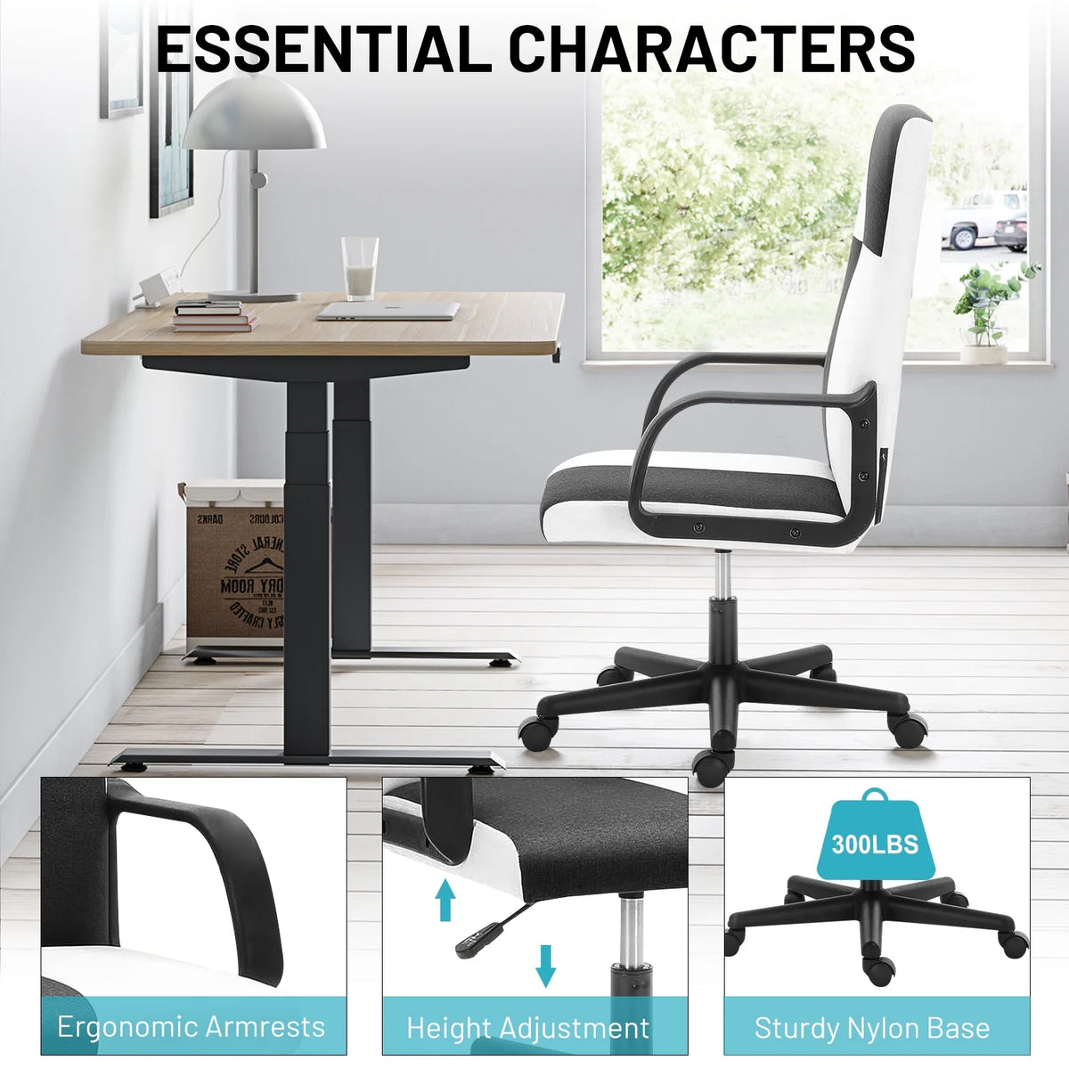 White and Black Checkerboard Pattern Office Chair E675935