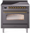 36 Induction Range with Electric Oven in Matte Graphite with Brass Trim A967243