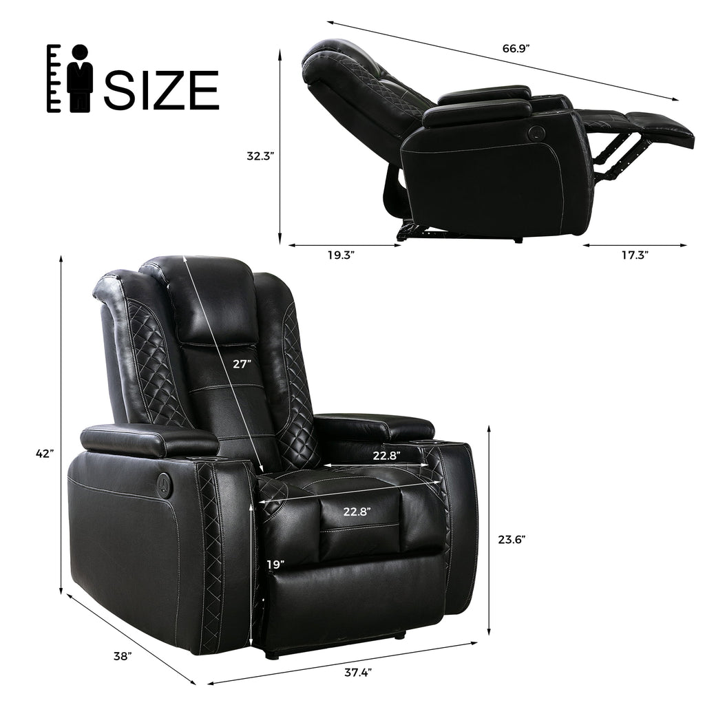 Power Recliner Chair with USB Ports and Cup Holders X5525