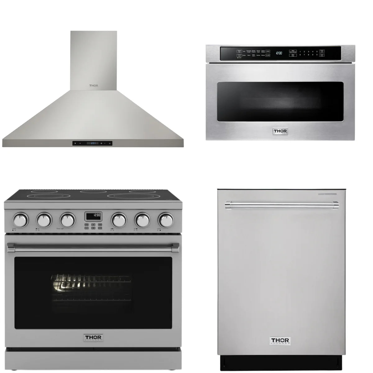 36 Electric Range, Range Hood, Dishwasher and Microwave Q8525