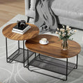 Round Nesting Coffee Table Set of 2 with Metal Frame O8883