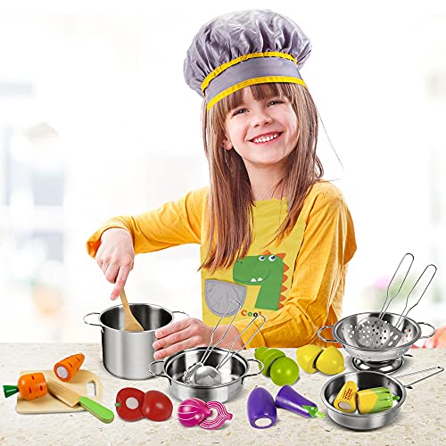 Wooden Play Food Cooking Set with Cookware Utensils D911