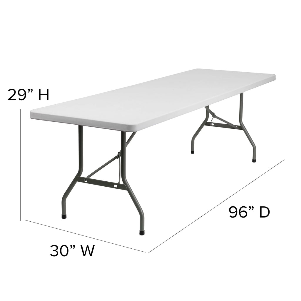 8-Foot Granite White Plastic Folding Table E4073