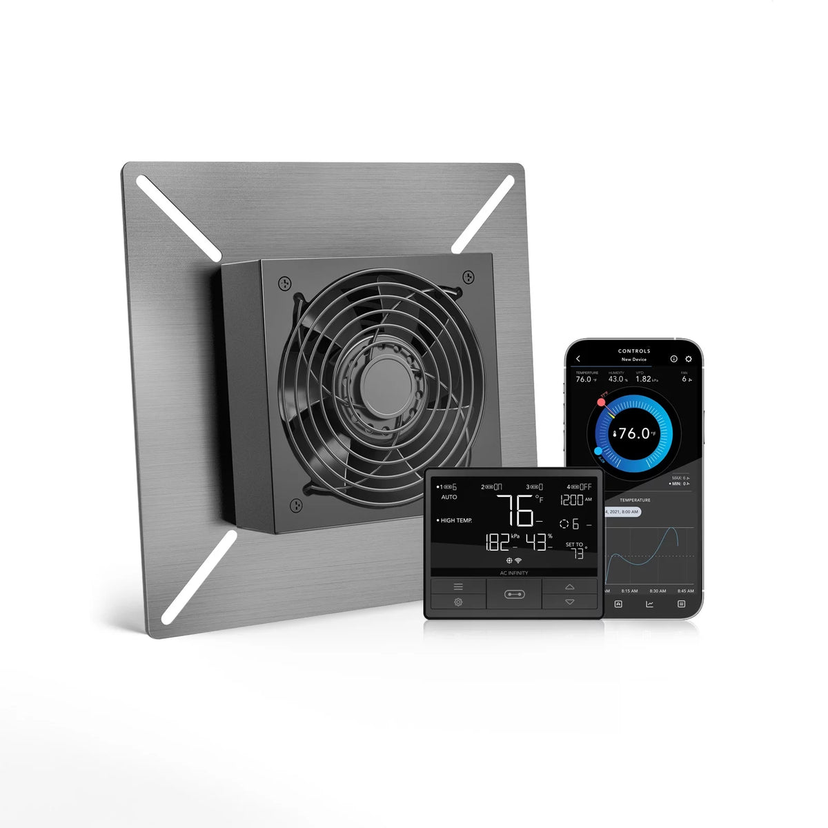 6" Ventilation Exhaust Fan with Temperature Humidity WiFi Controller A5225