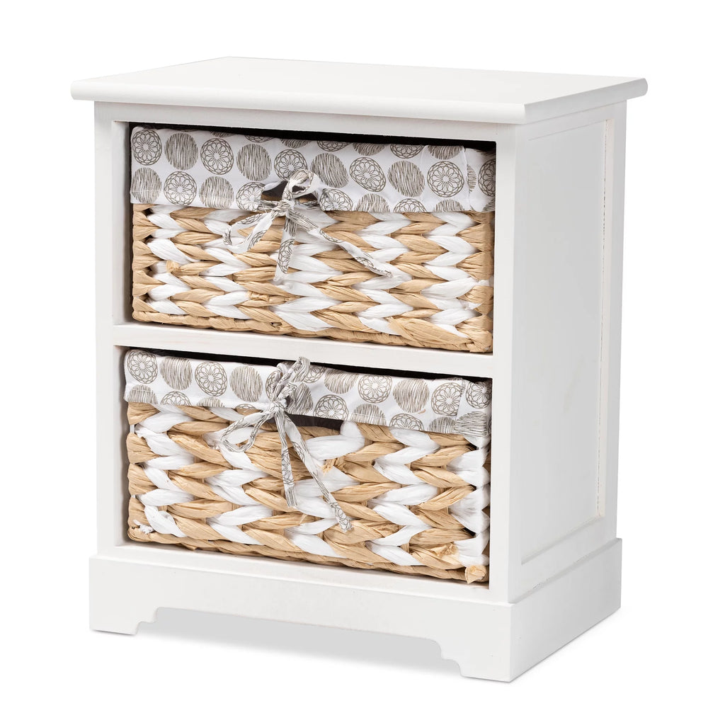 White Wood 2-Basket Storage Unit Y539936