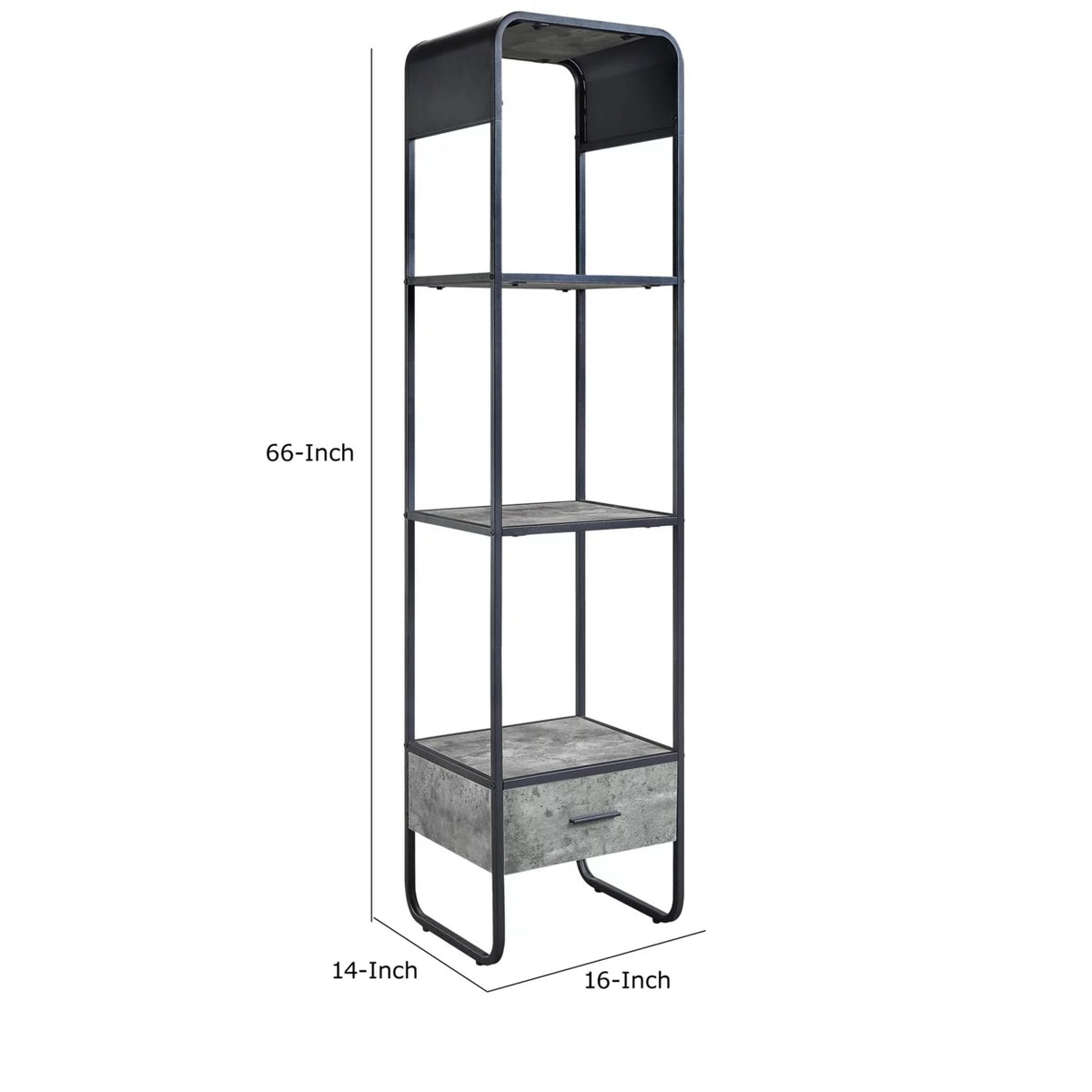 66 Inch Gray 3 Shelves Metal Frame Side Pier C265813