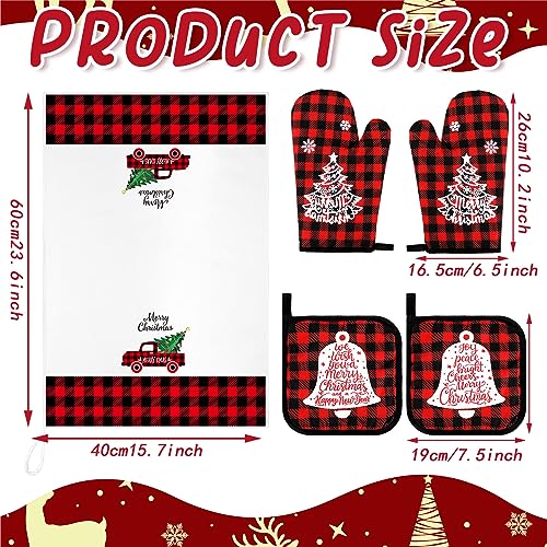 6 Pcs Christmas Kitchen Towels Oven Mitts and Pot Holders Set K401