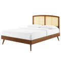 Full Size Brown Walnut Wood Platform Bed Frame J51262