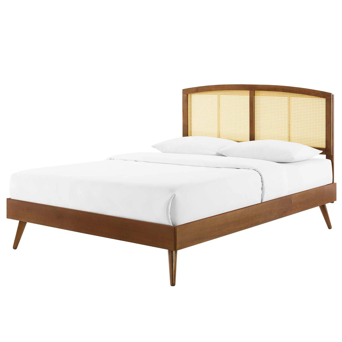 Full Size Brown Walnut Wood Platform Bed Frame J51262
