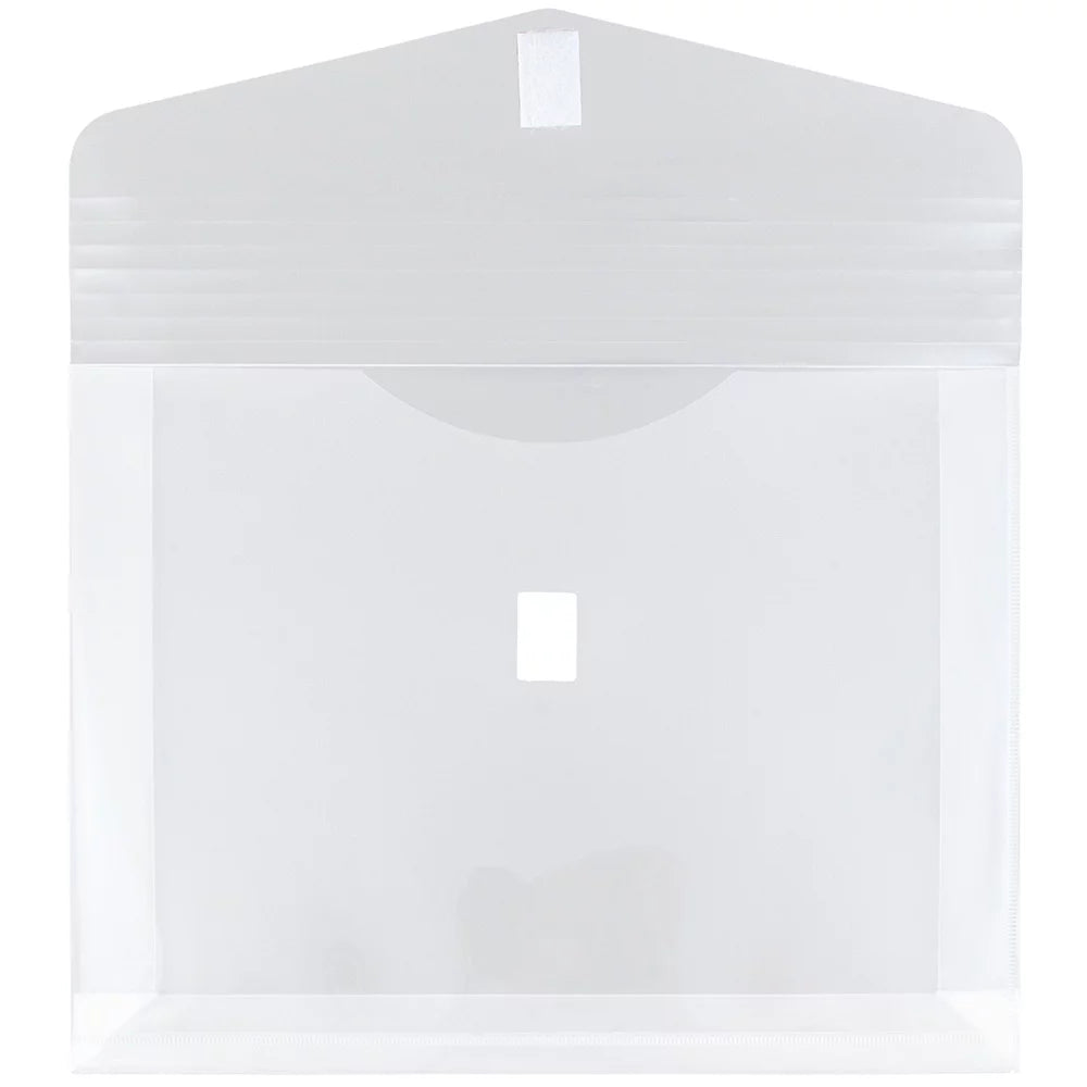 Clear Plastic Envelopes with Hook & Loop Closure, 12/pack Y348425