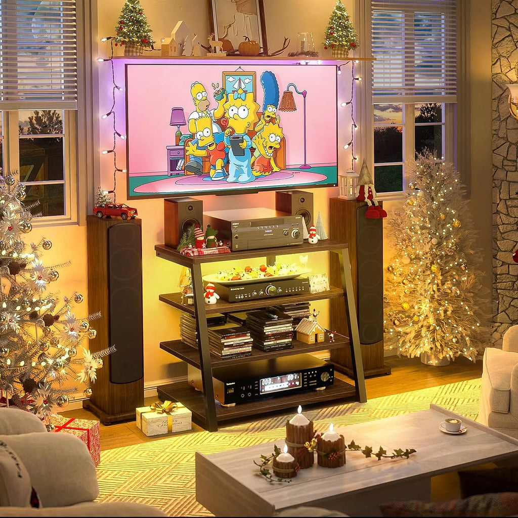 4-Tier AV Media Stand with Power Strips U496