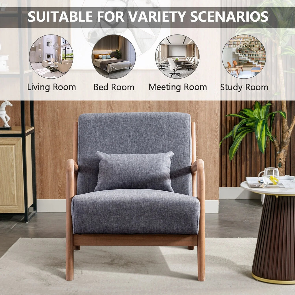 Grey Fabric Modern Solid Wood Accent Chair I802111