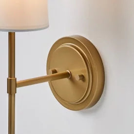 1 Light Burnished Brass Wall Sconce with White Fabric Shade N789