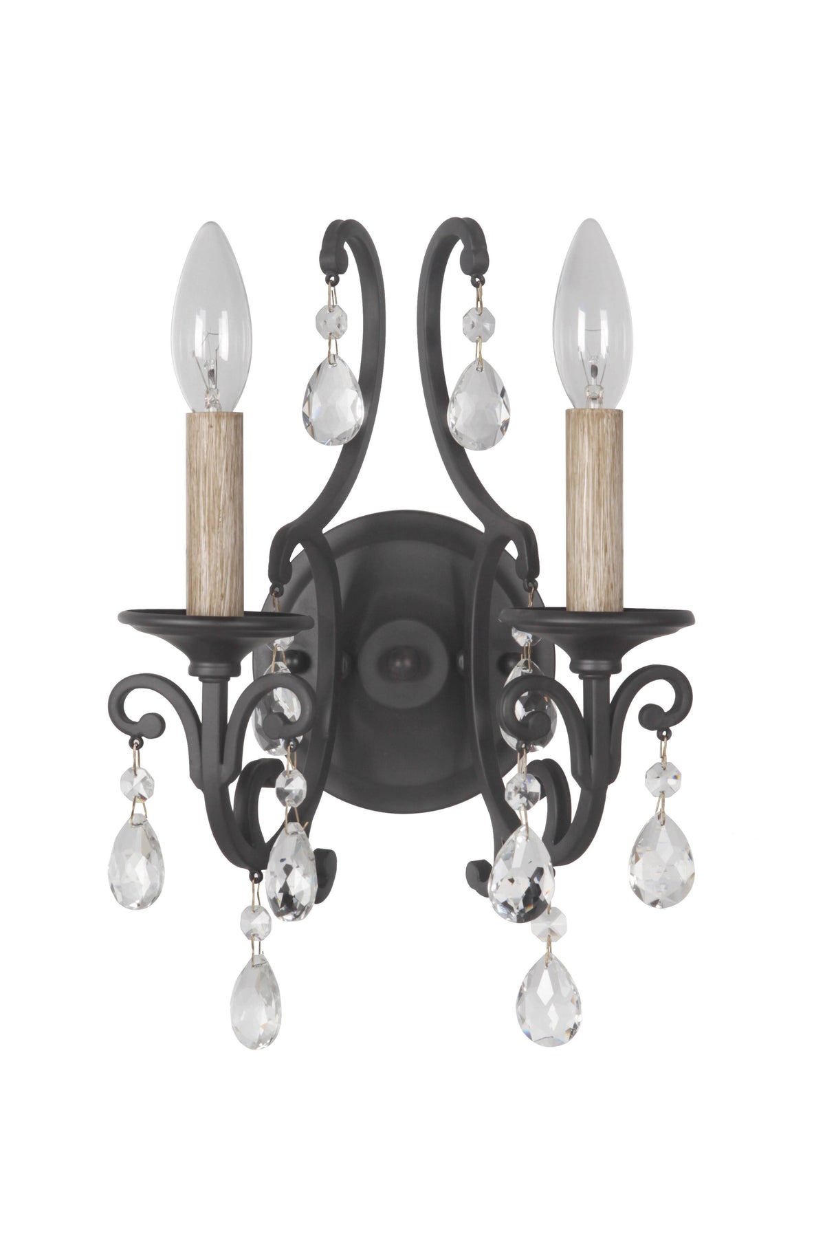 2 Light Matte Black Wall Sconce A390210