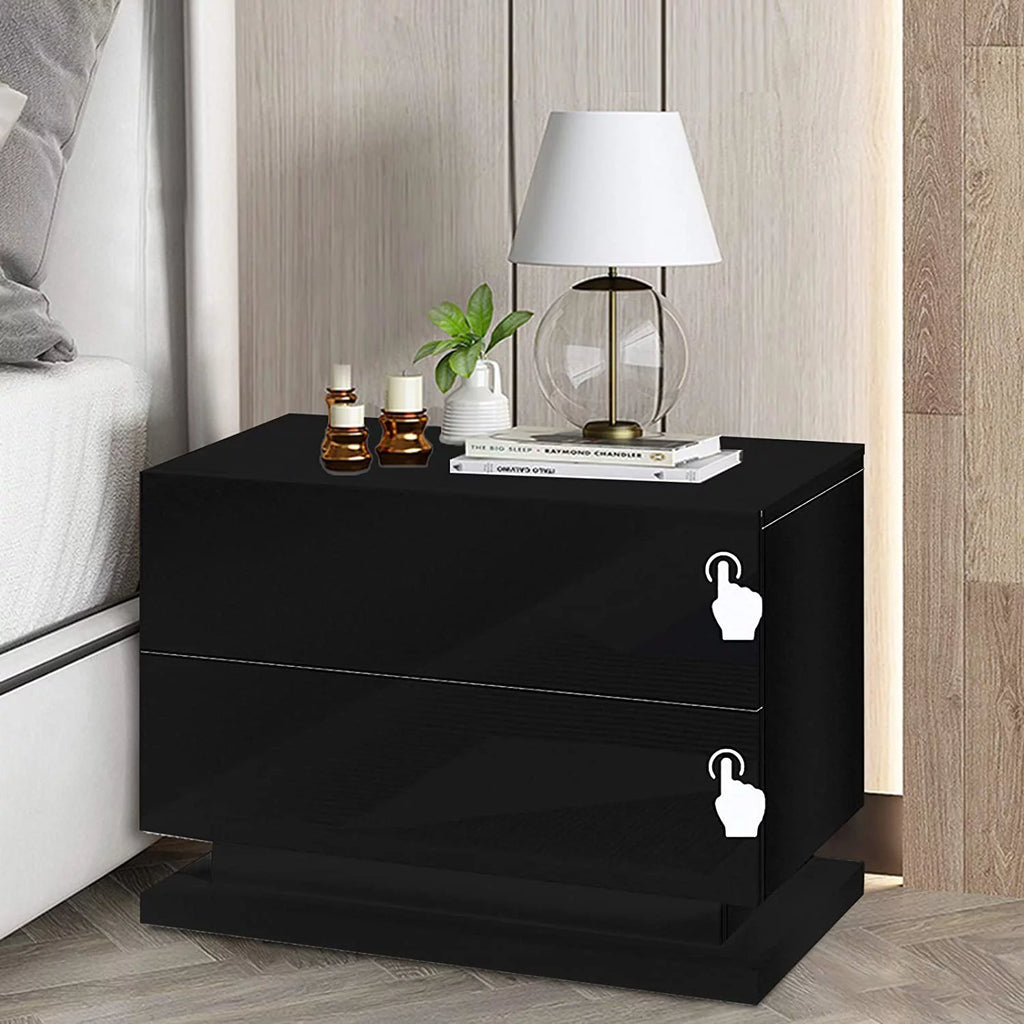 Black 2 Drawer Nightstand Y3806