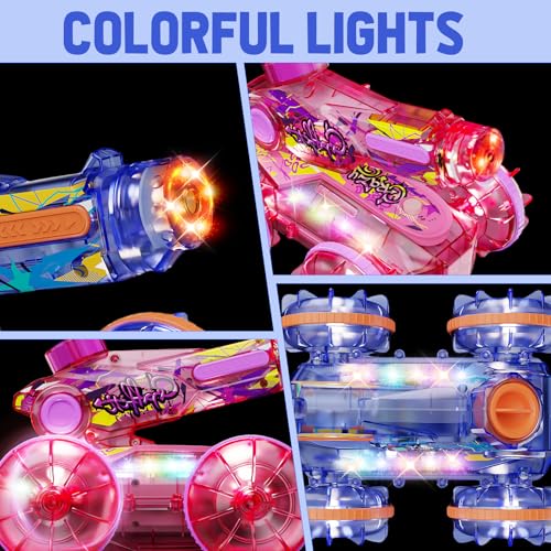 Gesture Sensing Remote Control Car Toys - Drift RC Stunt Car for Kids | 360° Rotating 4WD Transform RC Cars | 2.4Ghz Hand Controlled with Lights Music | Birthday to Boys (Purple) S805