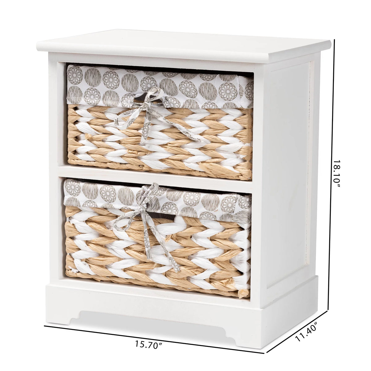 White Wood 2-Basket Storage Unit Y539936
