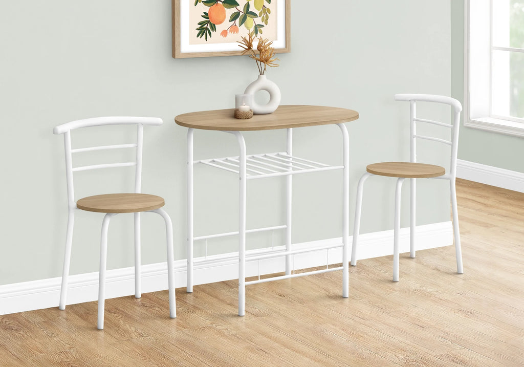 Dining Table Set 3pcs Set 32" L Metal Natural White W91646