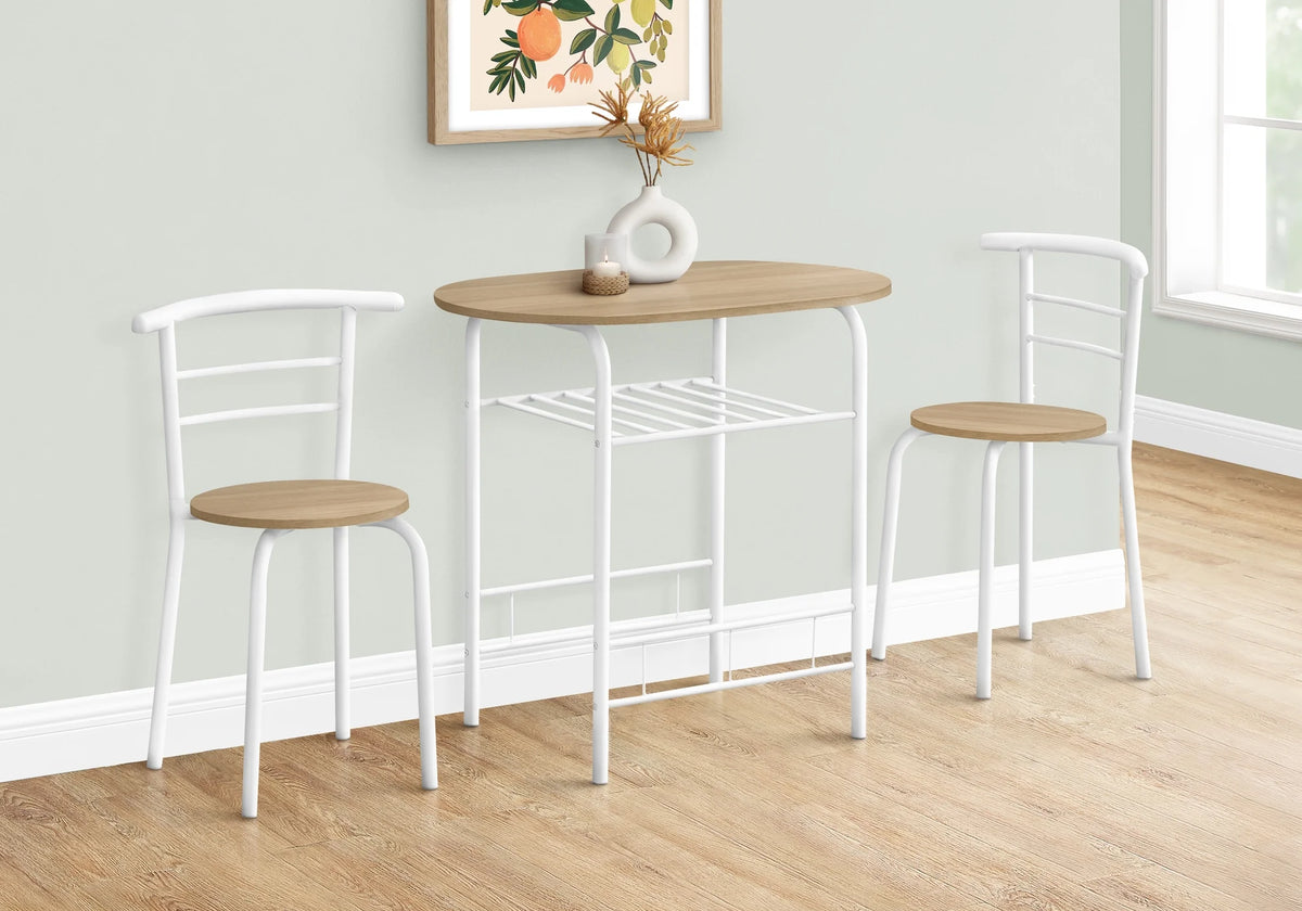 Dining Table Set 3pcs Set 32" L Metal Natural White W91646