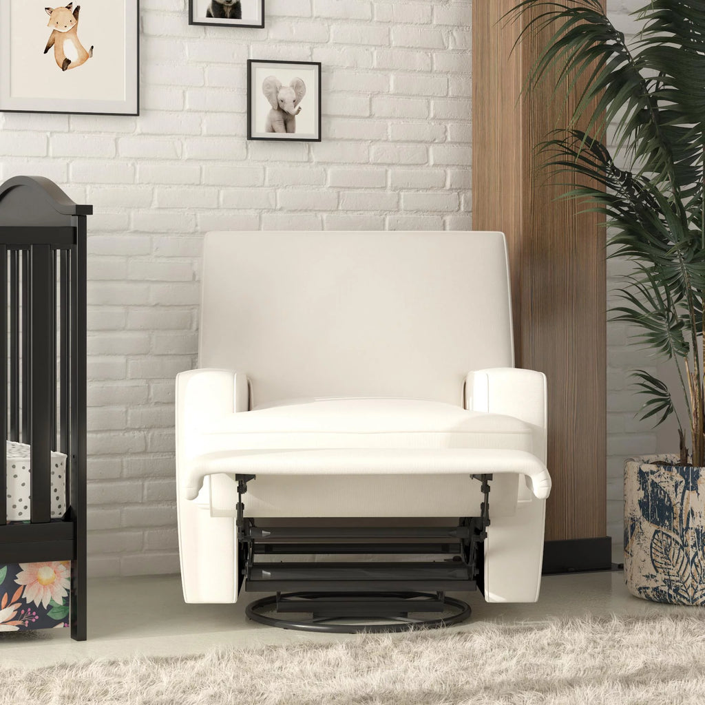 White Linen Swivel Glider Recliner Chair Y861163