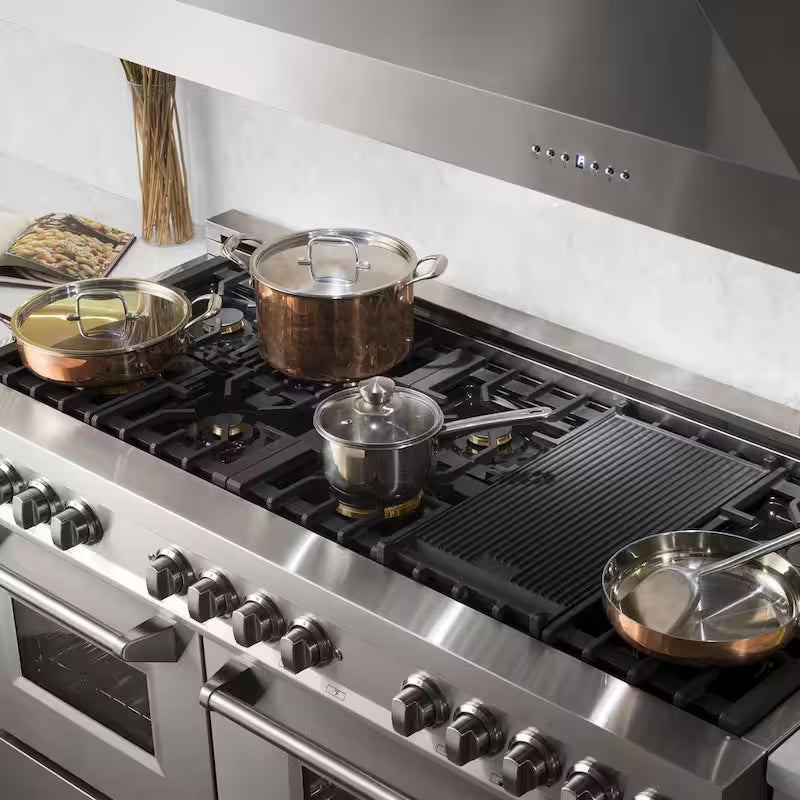 9 Burner Double Oven Dual Fuel Range with Brass Burners in Stainless Steel Q69763
