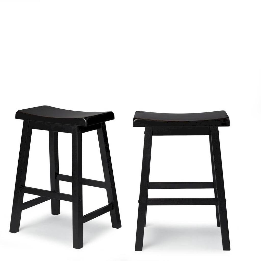 Black Saddle Seat Counter Height Stool Set of 2 Y282673