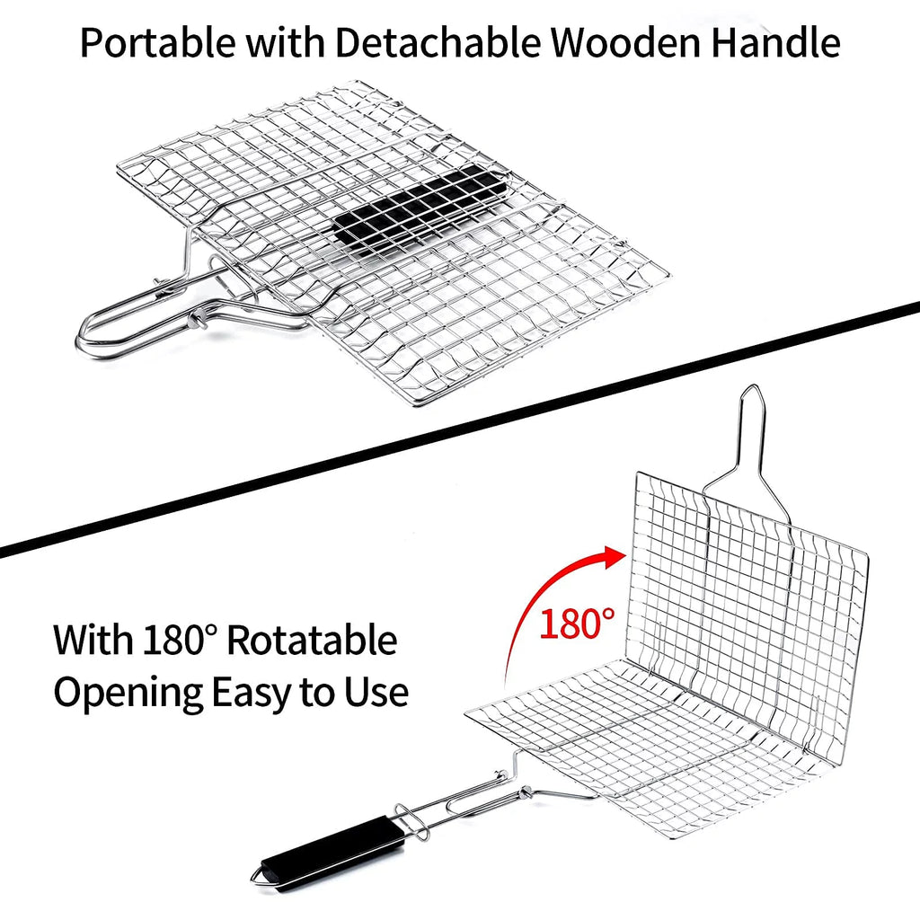 Rustproof 304 Stainless Steel Grill Basket P282541