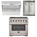 36 Inch Pro Gas Range, Wall Mount Range Hood, Refrigerator O25542