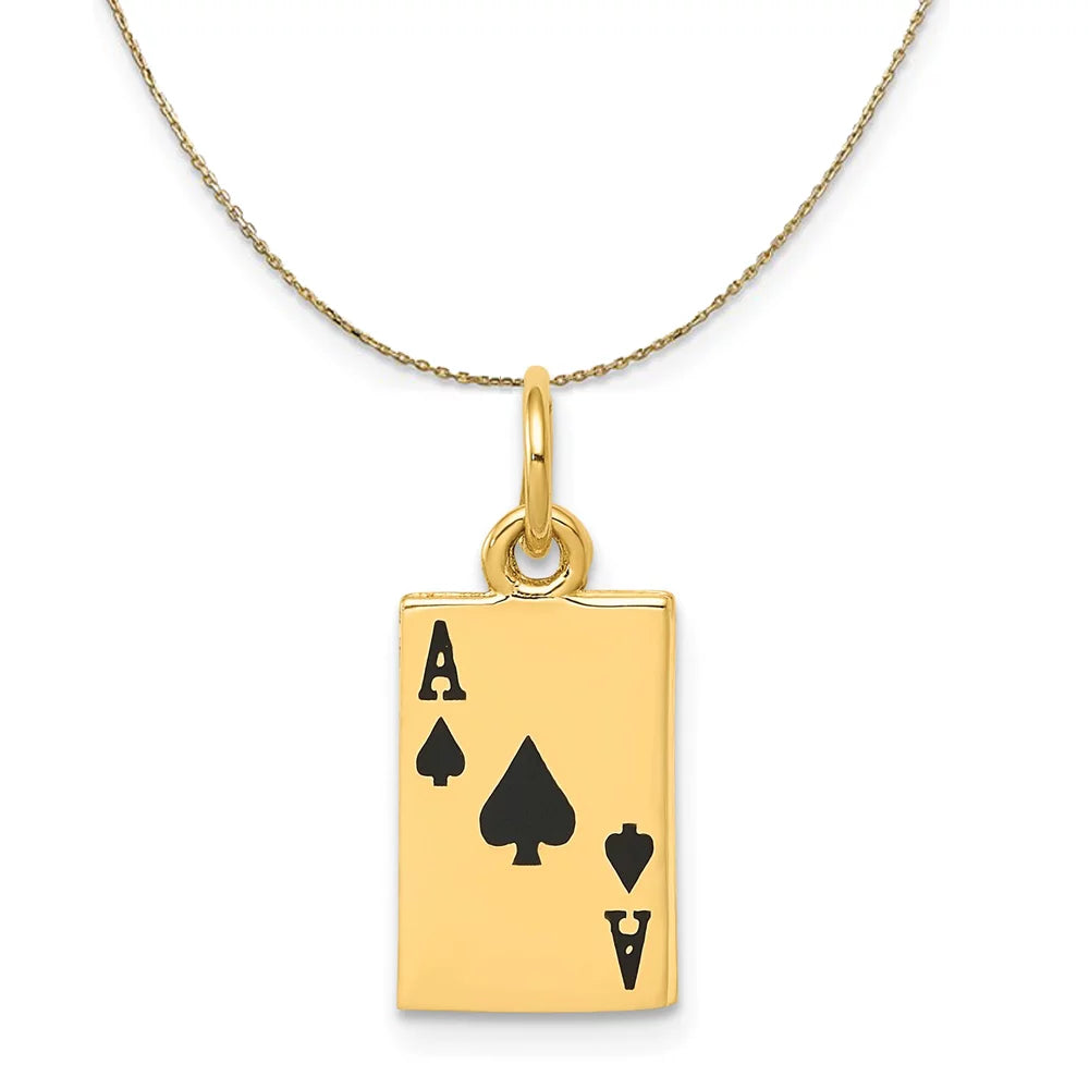 14k Yellow Gold Ace of Spades Necklace O196232
