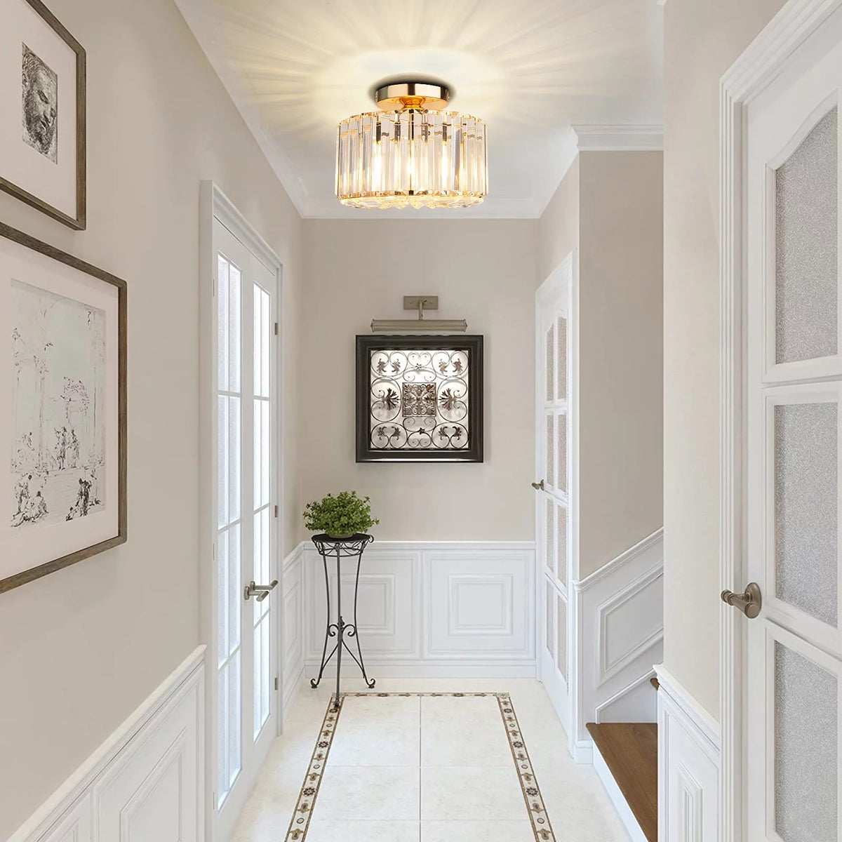 Flush Mount Crystal Ceiling Light Fixture K191757