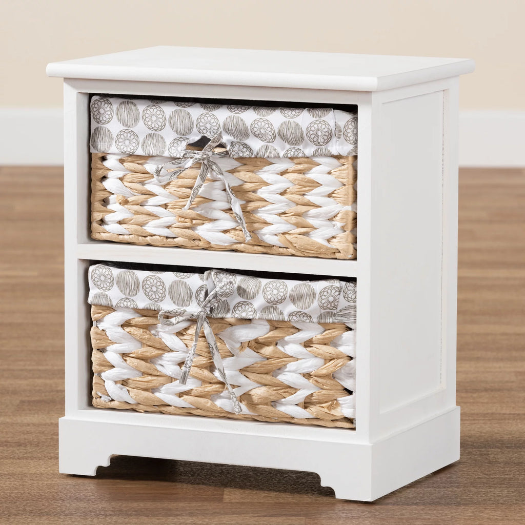 White Wood 2-Basket Storage Unit Y539936