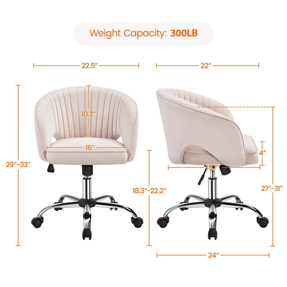 Cream Velvet Tufted Office Chair G833