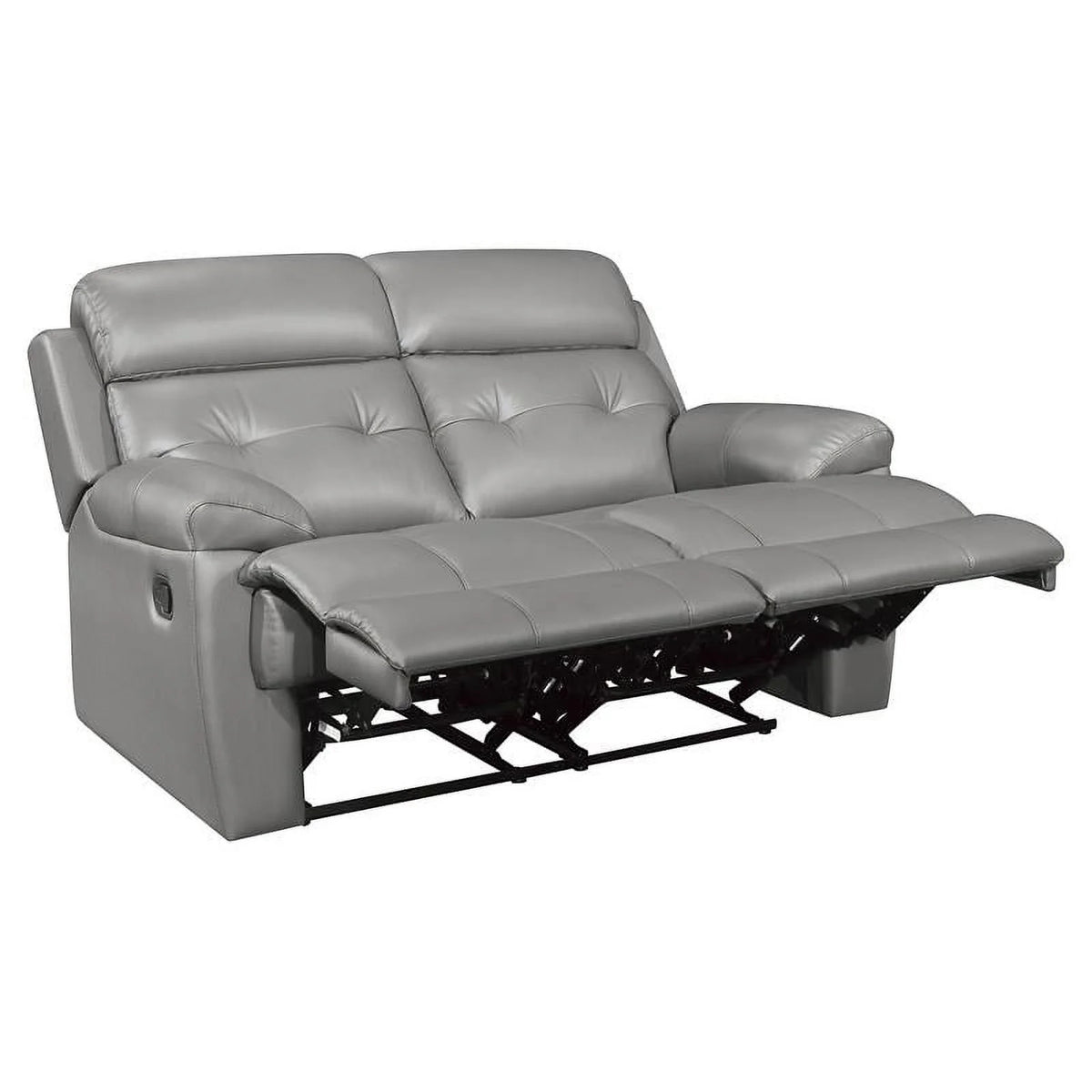 Gray Leather Double Reclining Love Seat O104