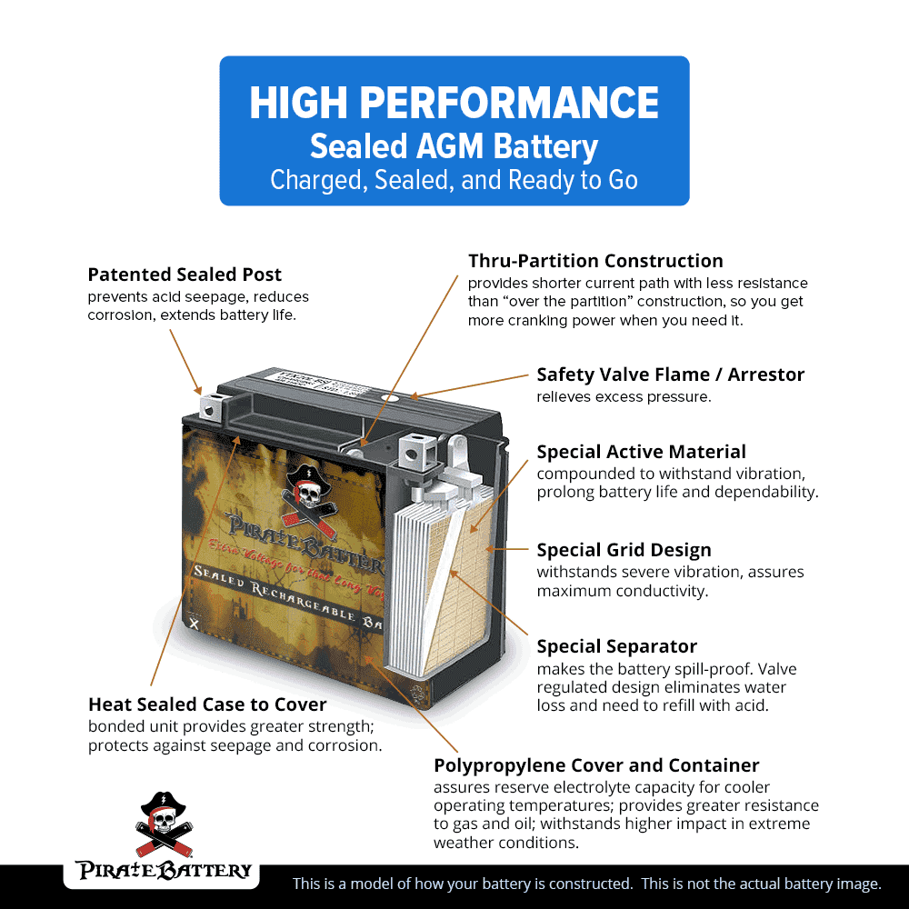 12 Volt 14 Ah 230 CCA ATV Battery V14115