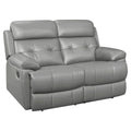 Gray Leather Double Reclining Love Seat O104