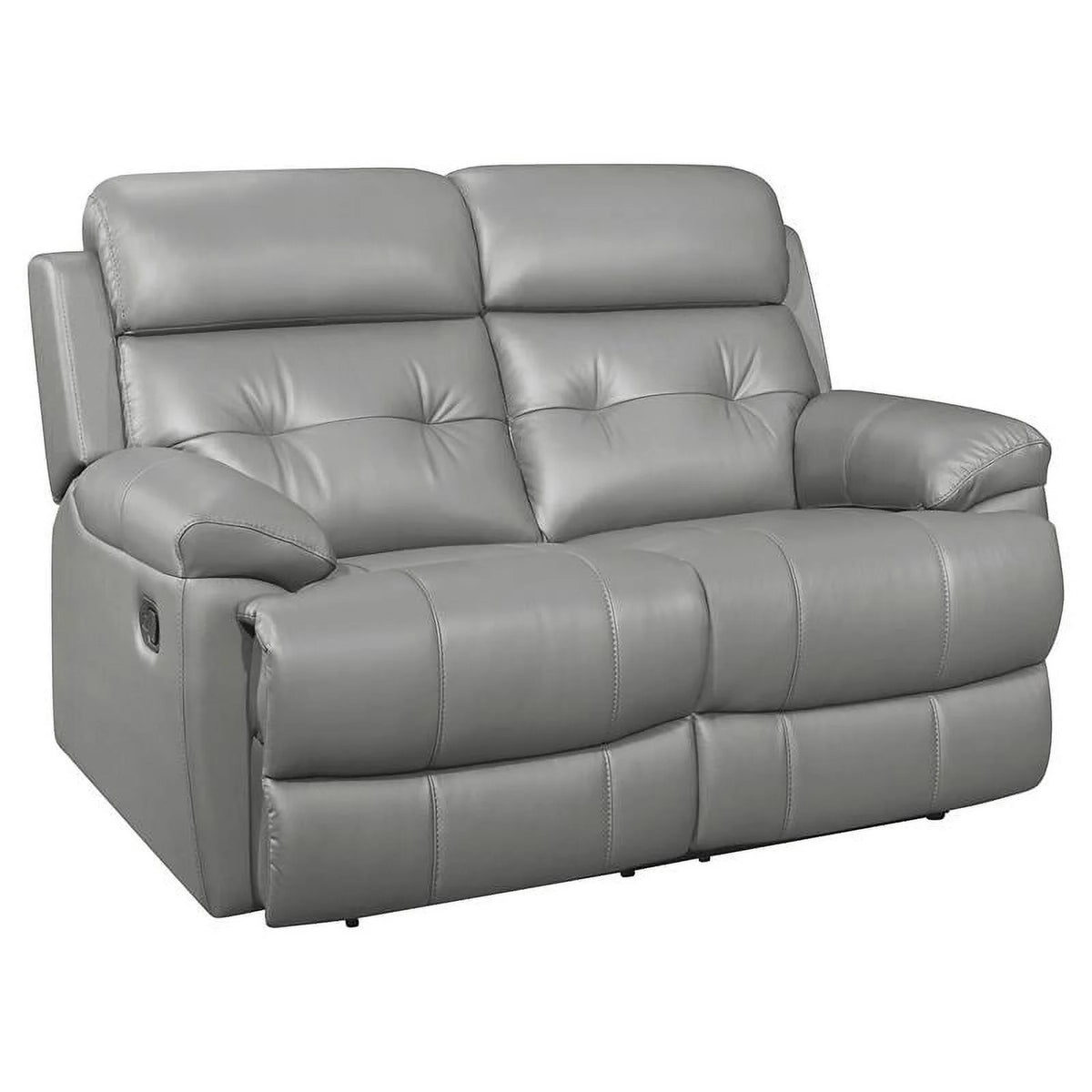 Gray Leather Double Reclining Love Seat O104