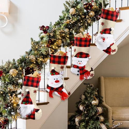 18.5'' Burlap Plaid Christmas Stockings 1-Pack I37974